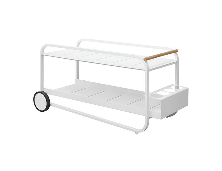 White Aluminium Outdoor Drinks Trolley – 120 x 50 x 60cm