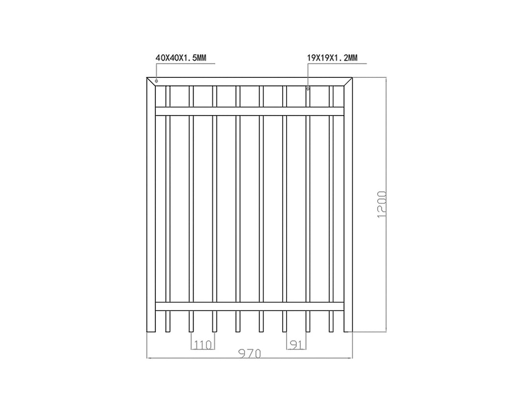 Aluminium Pool Gate, Size: 0.97 x 1.2m, Colour: Black