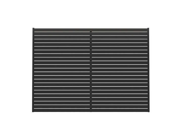 Aluminium Slat Privacy Fence Panel - Horizontal, Size: 2.4 x 1.8m, Colour: Black