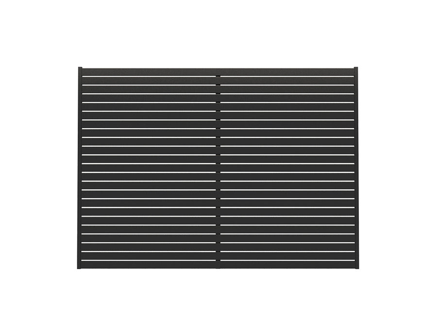 Aluminium Slat Privacy Fence Panel - Horizontal, Size: 2.4 x 1.8m, Colour: Black