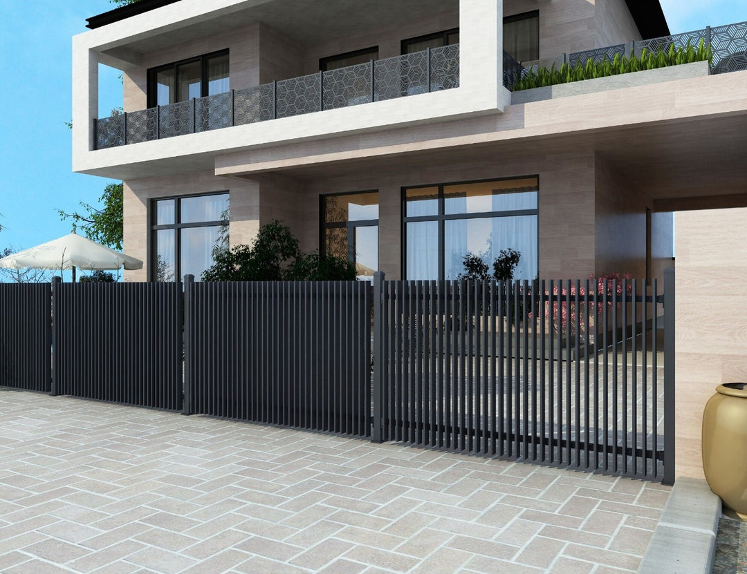 Aluminium Blade Fence Panel - Vertical(DIY), Size: 2.4 x 1.8m, Colour: Black