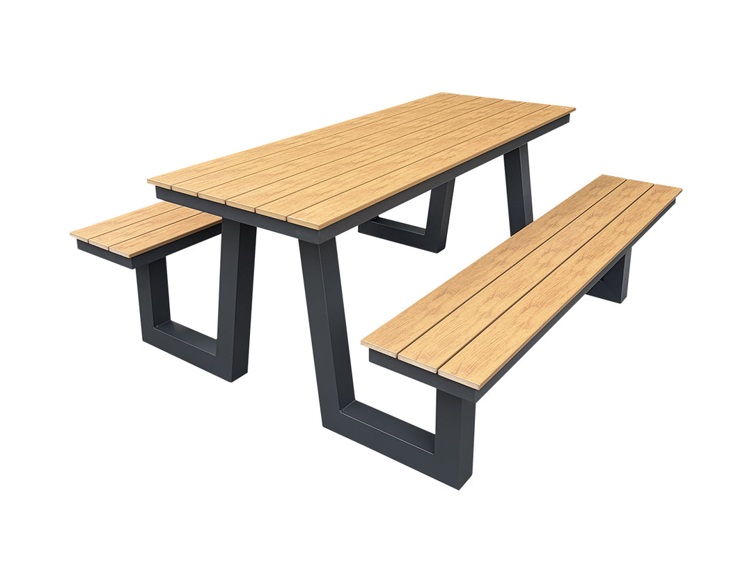 Argus Wave Aluminium Outdoor Picnic Table Set with WPC Top