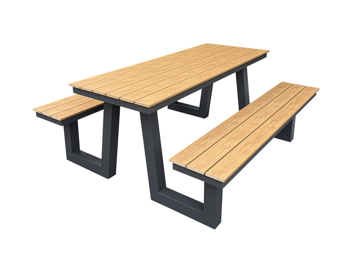 Argus Wave Aluminium Outdoor Picnic Table Set with WPC Top