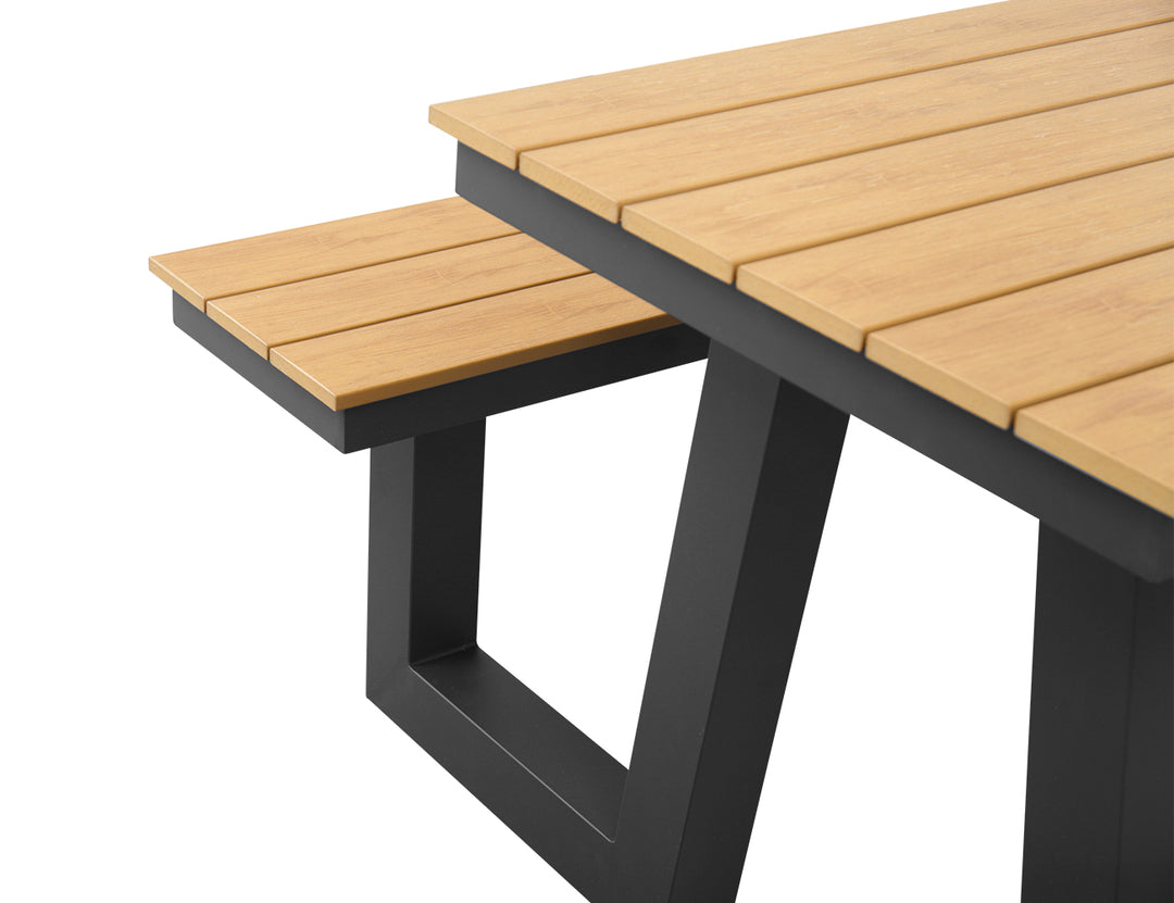 Argus Wave Aluminium Outdoor Picnic Table Set with WPC Top