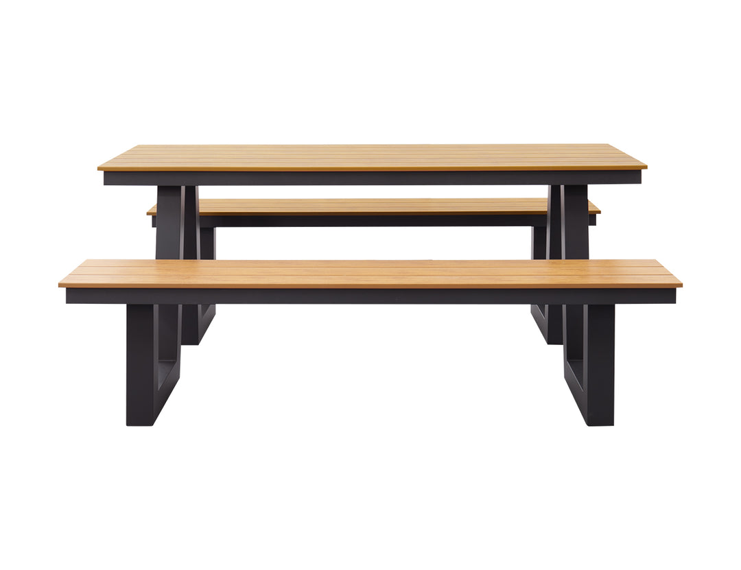 Argus Wave Aluminium Outdoor Picnic Table Set with WPC Top