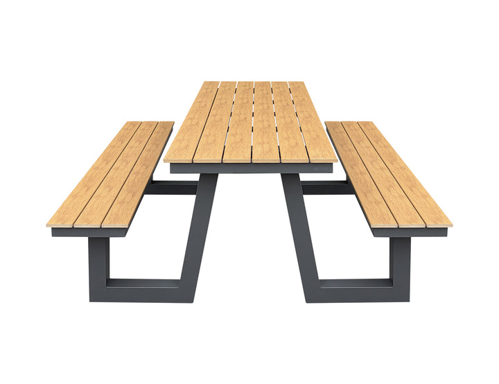 Argus Wave Aluminium Outdoor Picnic Table Set with WPC Top