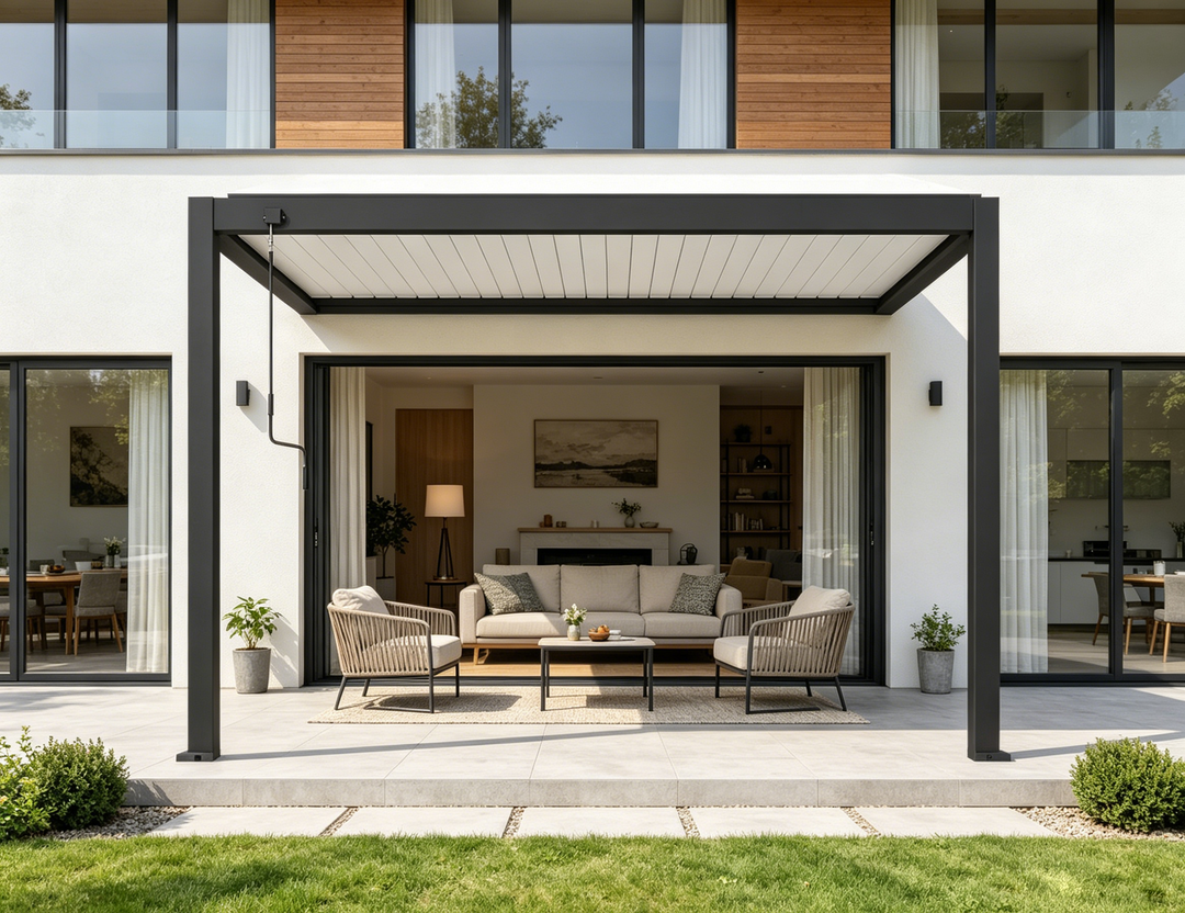Atlantic Manual Wall Mounted Louvre Roof Aluminium Pergola