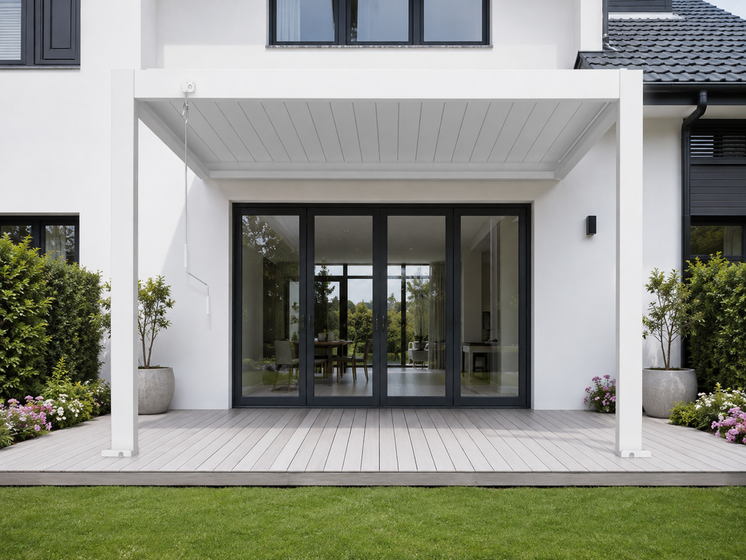 Atlantic Manual Wall Mounted Louvre Roof Aluminium Pergola