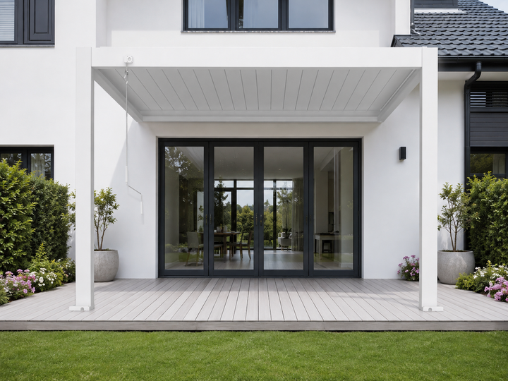 Atlantic Manual Wall Mounted Louvre Roof Aluminium Pergola