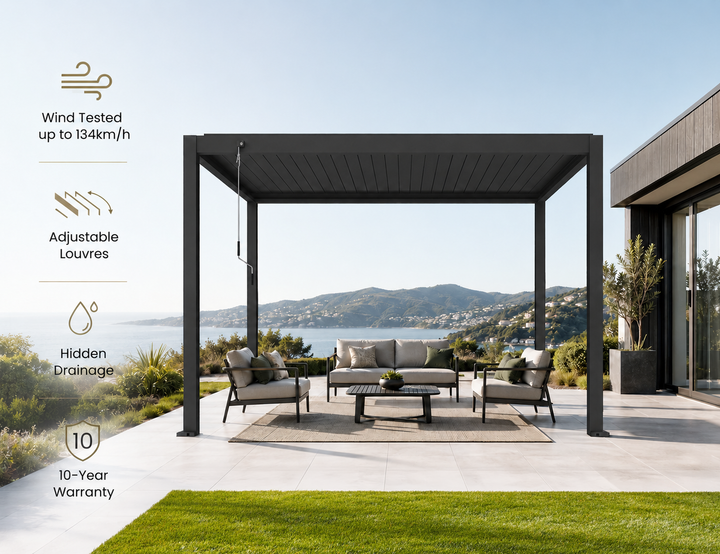 Atlantic Manual Freestanding Louvre Roof Aluminium Pergola