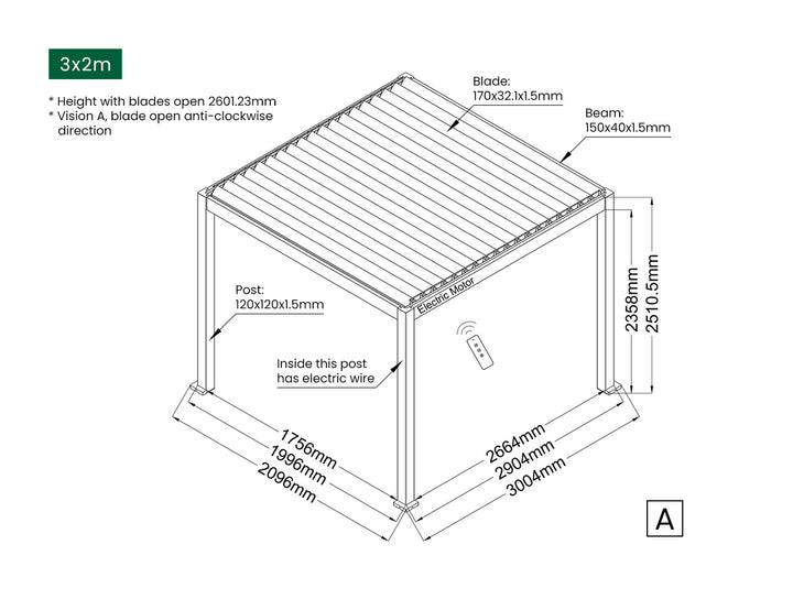 Baltic Motorised Freestanding Louvre Roof Aluminium Pergola