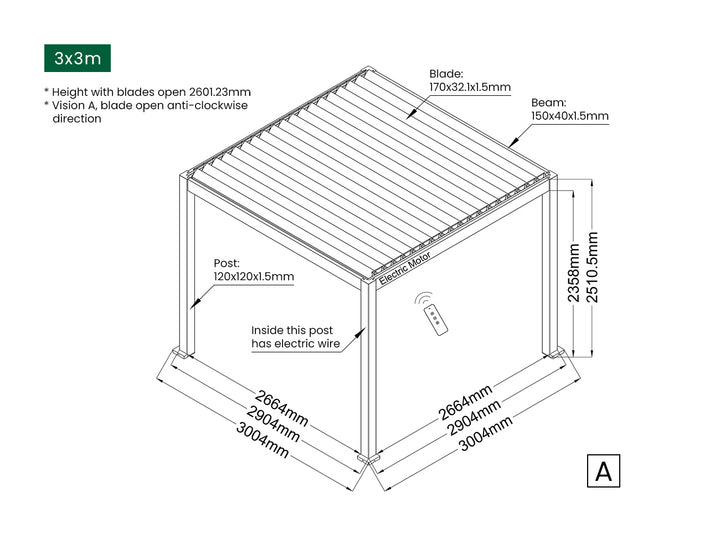 Baltic Motorised Freestanding Louvre Roof Aluminium Pergola