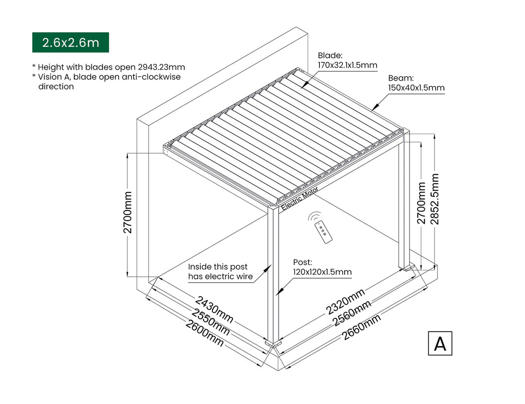 Baltic Motorised Wall Mounted Louvre Roof Aluminium Pergola