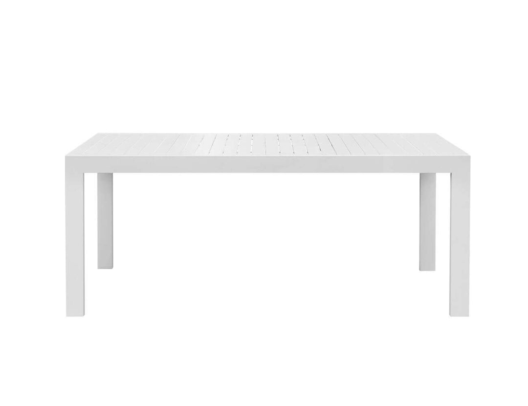 7-Piece Outdoor Dining Set – Extendable Aluminium Table with 6 Armless Chairs colour: White