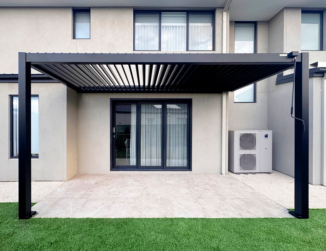 Baltic Manual Wall Mounted Louvre Roof Aluminium Pergola