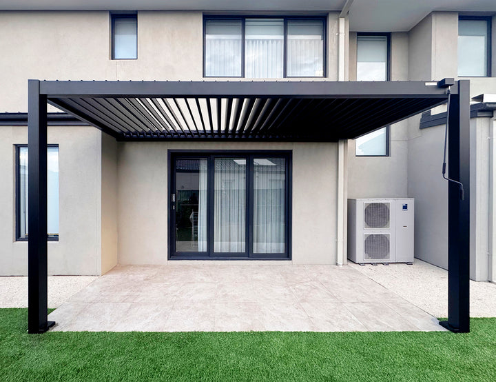Baltic Manual Wall Mounted Louvre Roof Aluminium Pergola