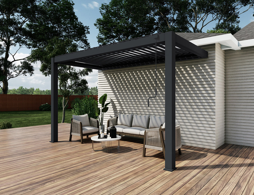 Baltic Manual Wall Mounted Louvre Roof Aluminium Pergola