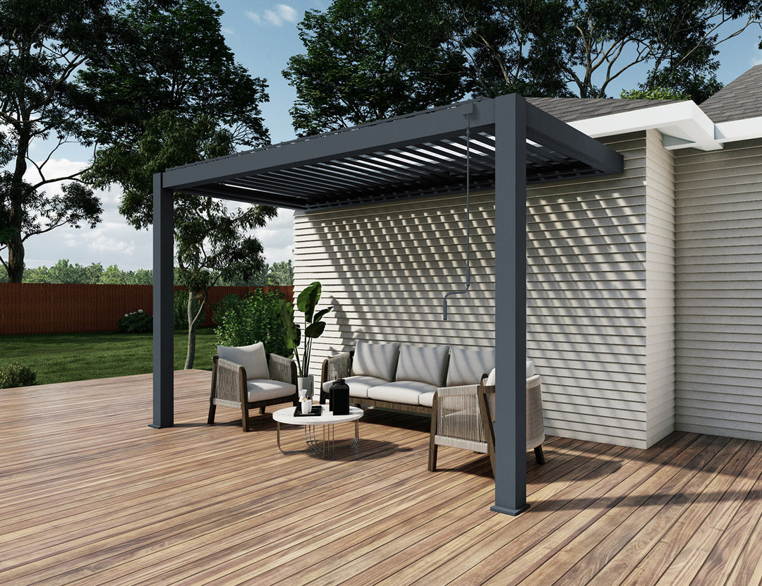 Baltic Manual Wall Mounted Louvre Roof Aluminium Pergola