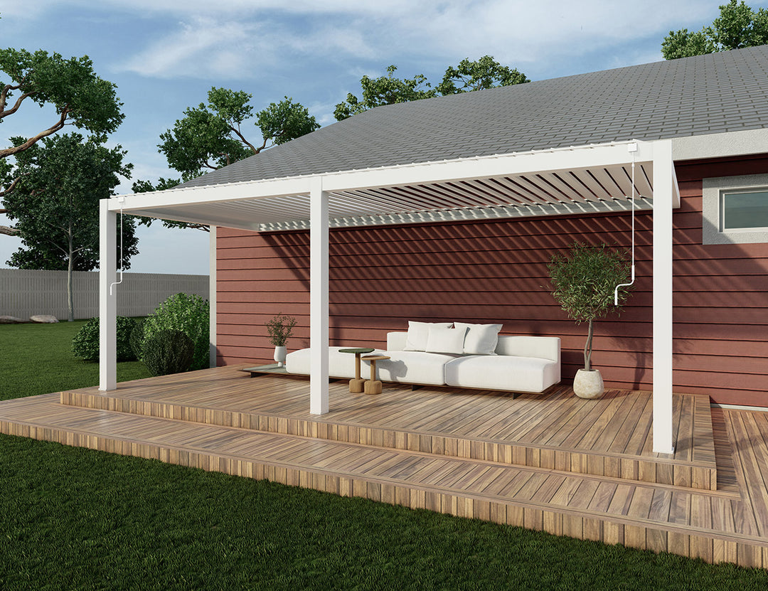 Baltic Manual Wall Mounted Louvre Roof Aluminium Pergola