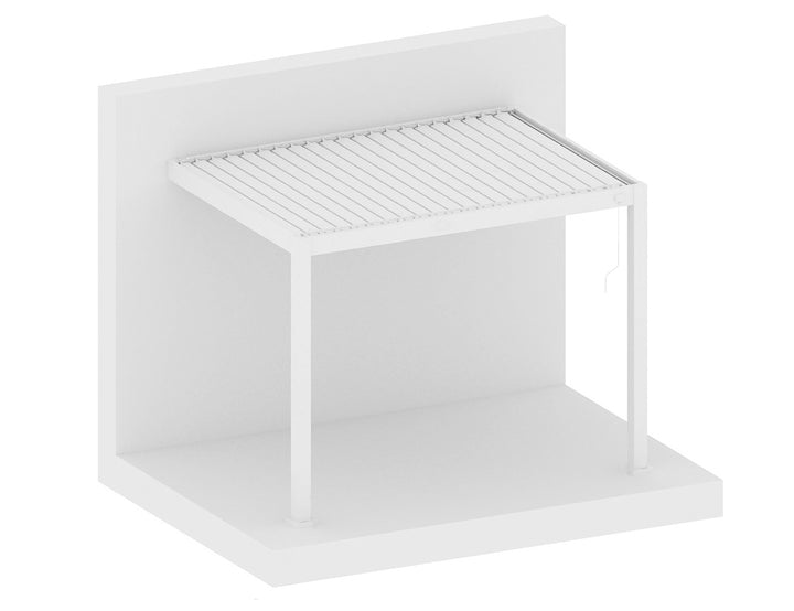 Baltic Manual Wall Mounted Louvre Roof Aluminium Pergola, Size: 2 x 2m, Colour: White