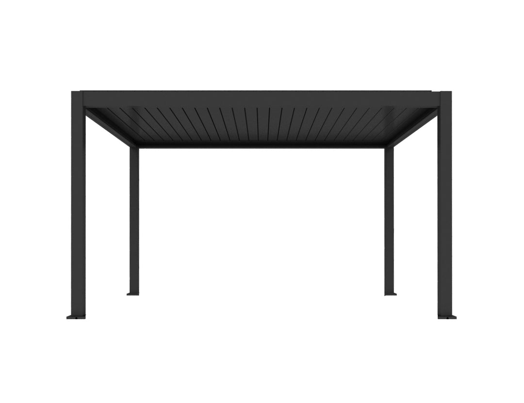 Baltic Motorised Freestanding Louvre Roof Aluminium Pergola, Size: 2.6 x 2.6m, Colour: Black