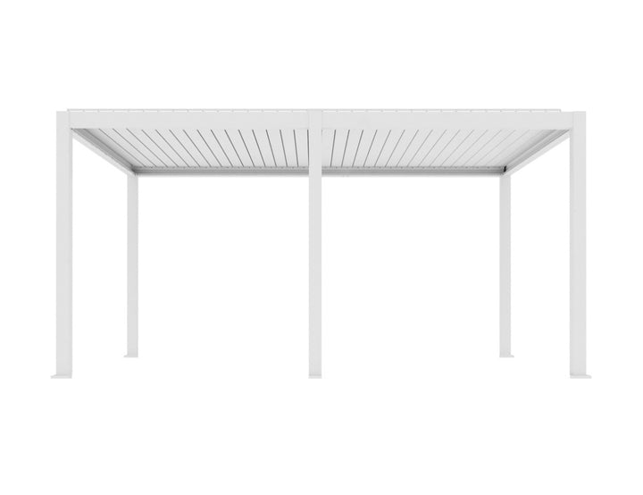 Baltic Motorised Freestanding Louvre Roof Aluminium Pergola, Size: 5 x 3m, Colour: White