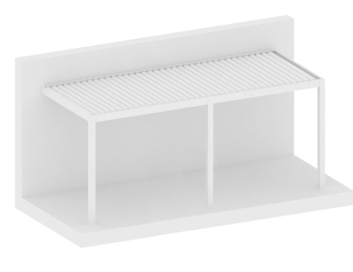 Baltic Motorised Wall Mounted Louvre Roof Aluminium Pergola, Size: 5 x 3m, Colour: White
