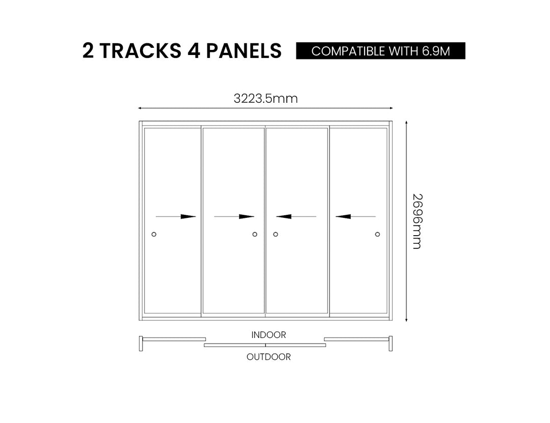 Baltic Wall Mounted Pergola Frame Glass Sliding Door