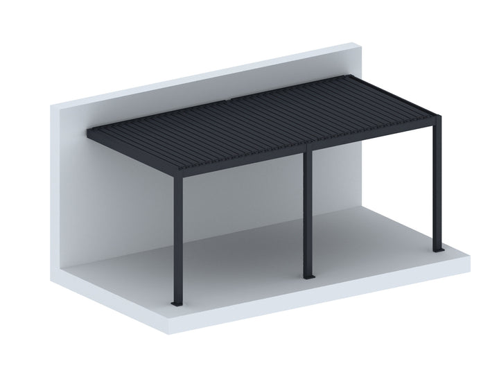 Baltic Motorised Wall Mounted Louvre Roof Aluminium Pergola, Size: 5 x 3m, Colour: Charcoal