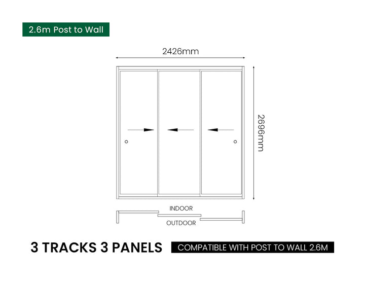 Baltic Wall Mounted Pergola Frameless Glass Sliding Door