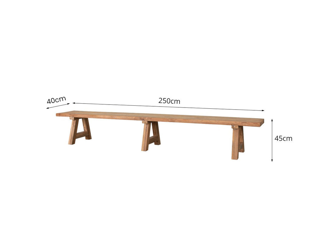 Stalwart Teak A Frame Dining Bench Seat 250 x 40cm