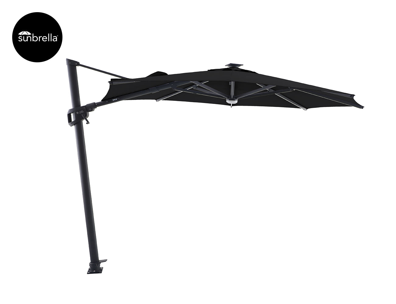 Agave 3m Round Cantilever Umbrella, Colour: Black,