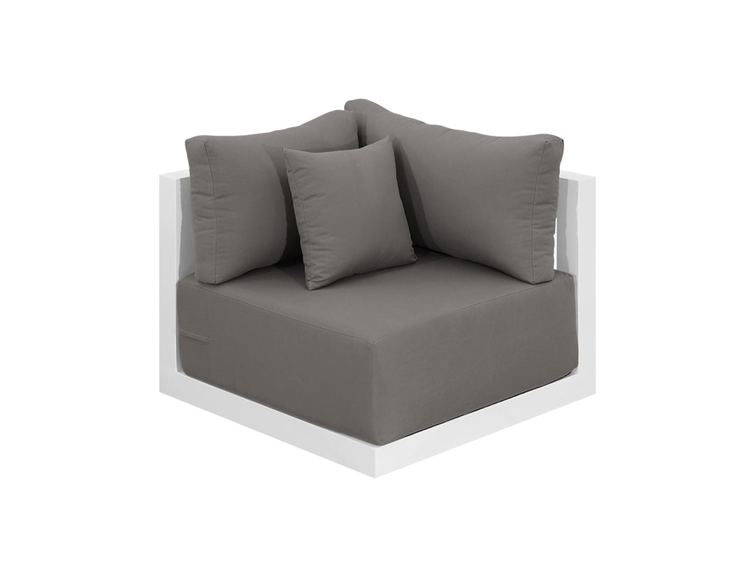 Ibis 2.0 Oversized Outdoor Corner Sofa, Colour: White Frame/ Taupe Fabric,