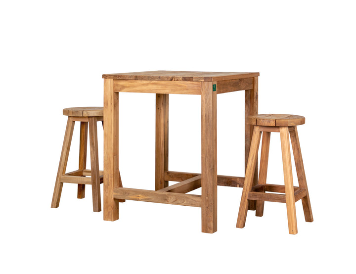 Teak Square Counter Table & Stool Set, ,