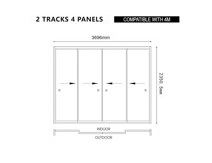 Caribbean & Atlantic Freestanding Pergola Frame Glass Sliding Door