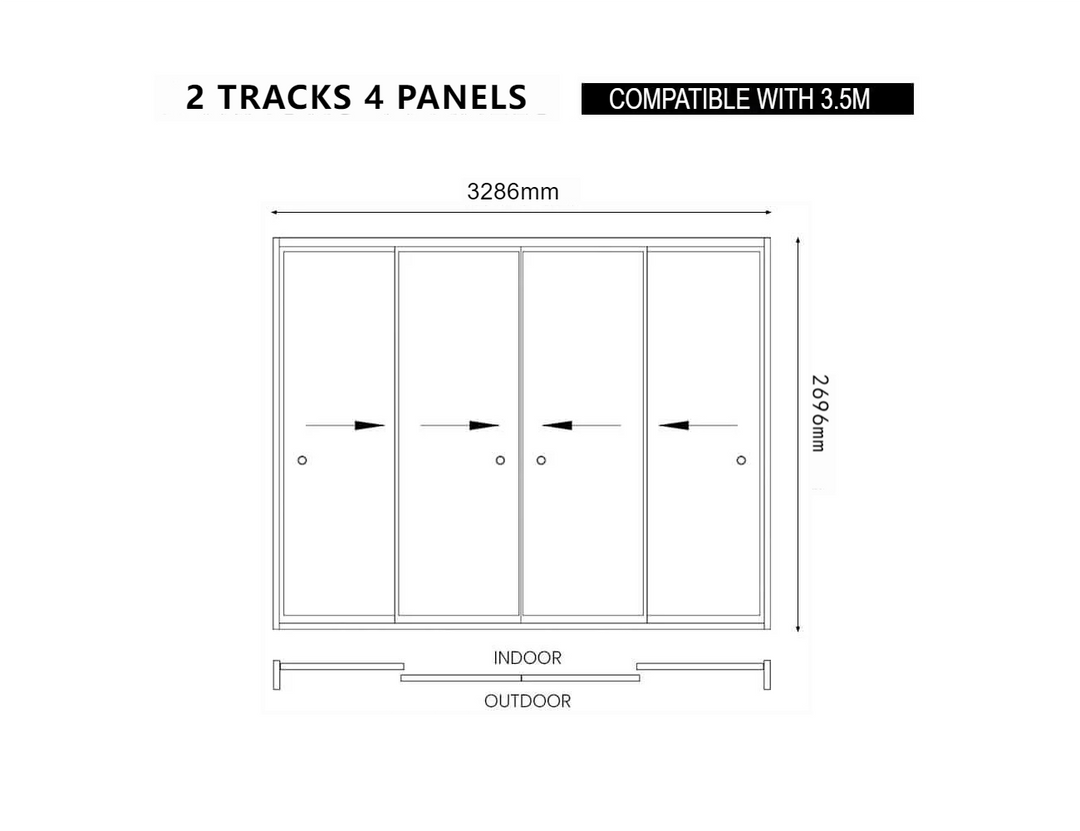 Caribbean Wall Mounted Pergola Frame Glass Sliding Door