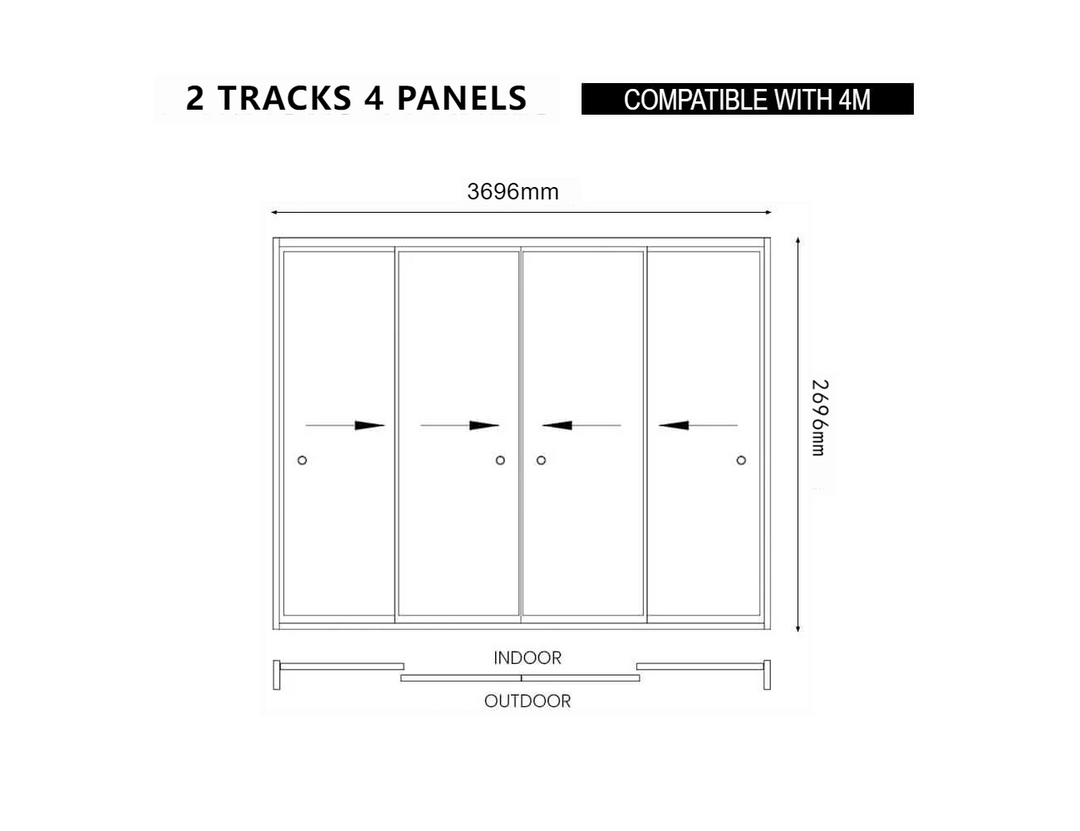 Caribbean Wall Mounted Pergola Frame Glass Sliding Door