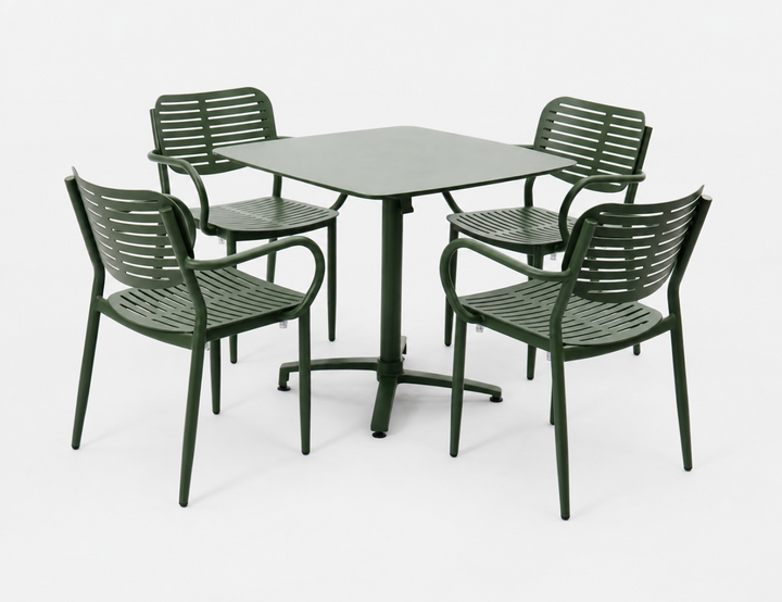 Canary Folding Table With Cardinal Armchairs 5-Piece Aluminium Dining Set