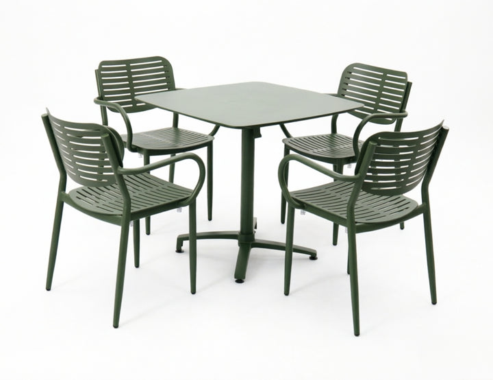 Canary Folding Table With Cardinal Armchairs 5-Piece Aluminium Dining Set