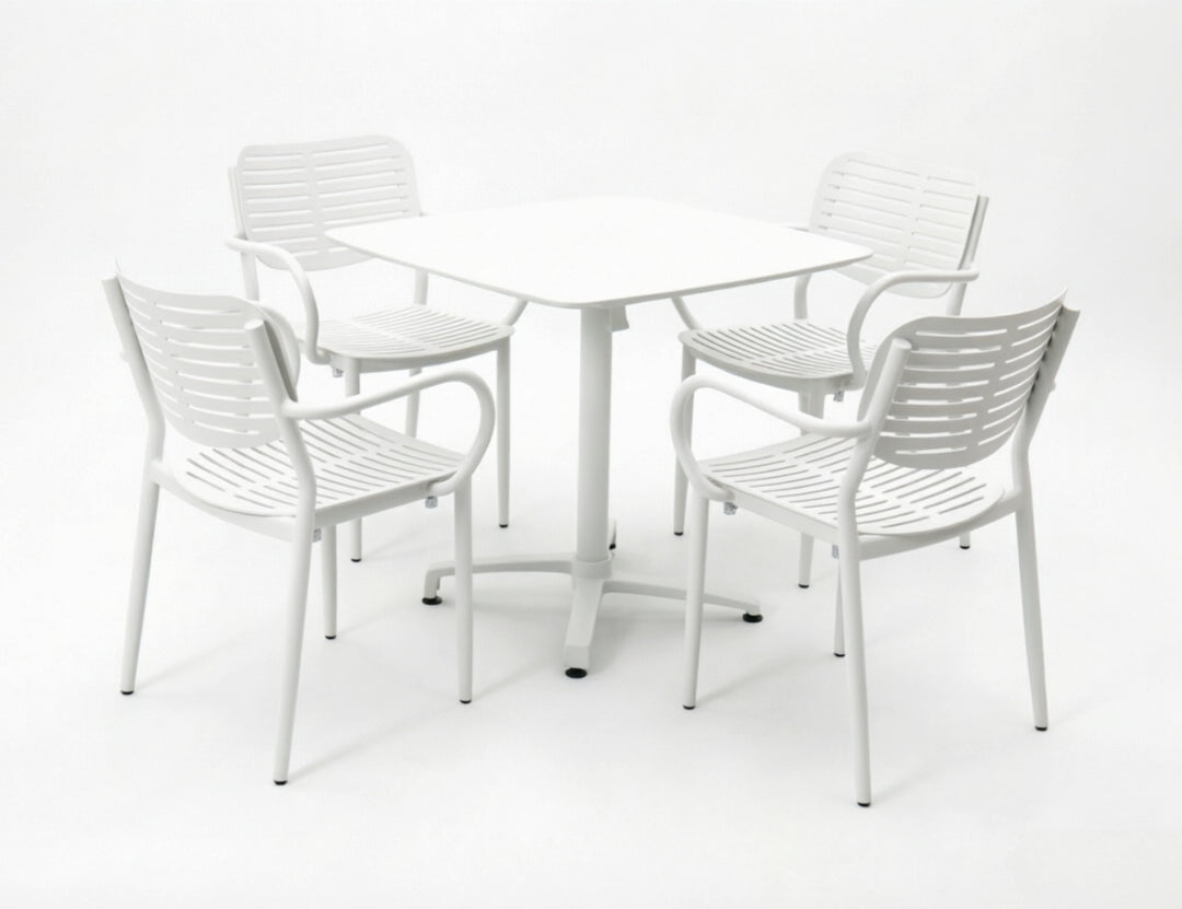 Canary Folding Table With Cardinal Armchairs 5-Piece Aluminium Dining Set