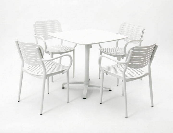 Canary Folding Table With Cardinal Armchairs 5-Piece Aluminium Dining Set