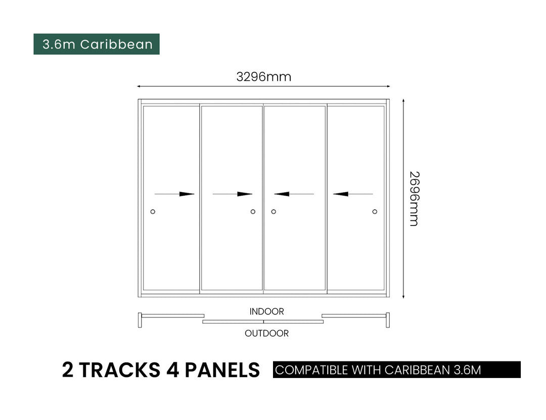Frameless Glass Sliding Door for Caribbean & Caspian Wall Mounted Pergola
