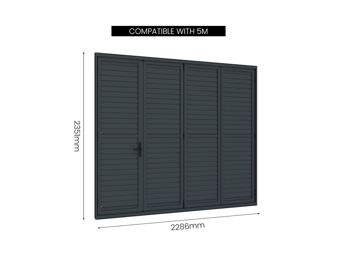 Caribbean Freestanding Pergola Bifold Shutter Wall, Size: 2.5m, Colour: Black