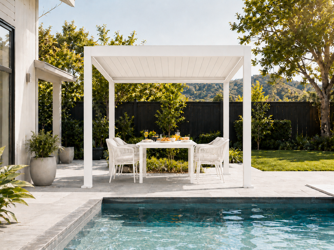Caspian Motorised Freestanding Louvre Roof Aluminium Pergola