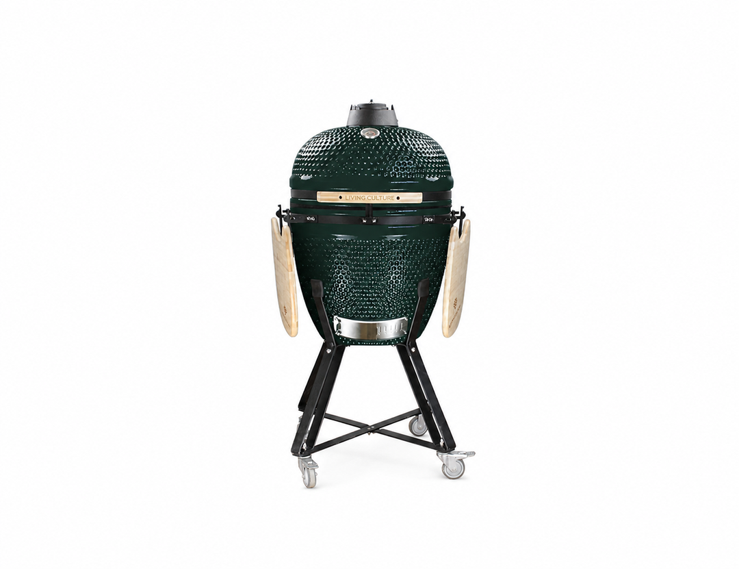 Nagano 18-Inch Kamado Ceramic Charcoal Grill With Black Rolling Cart