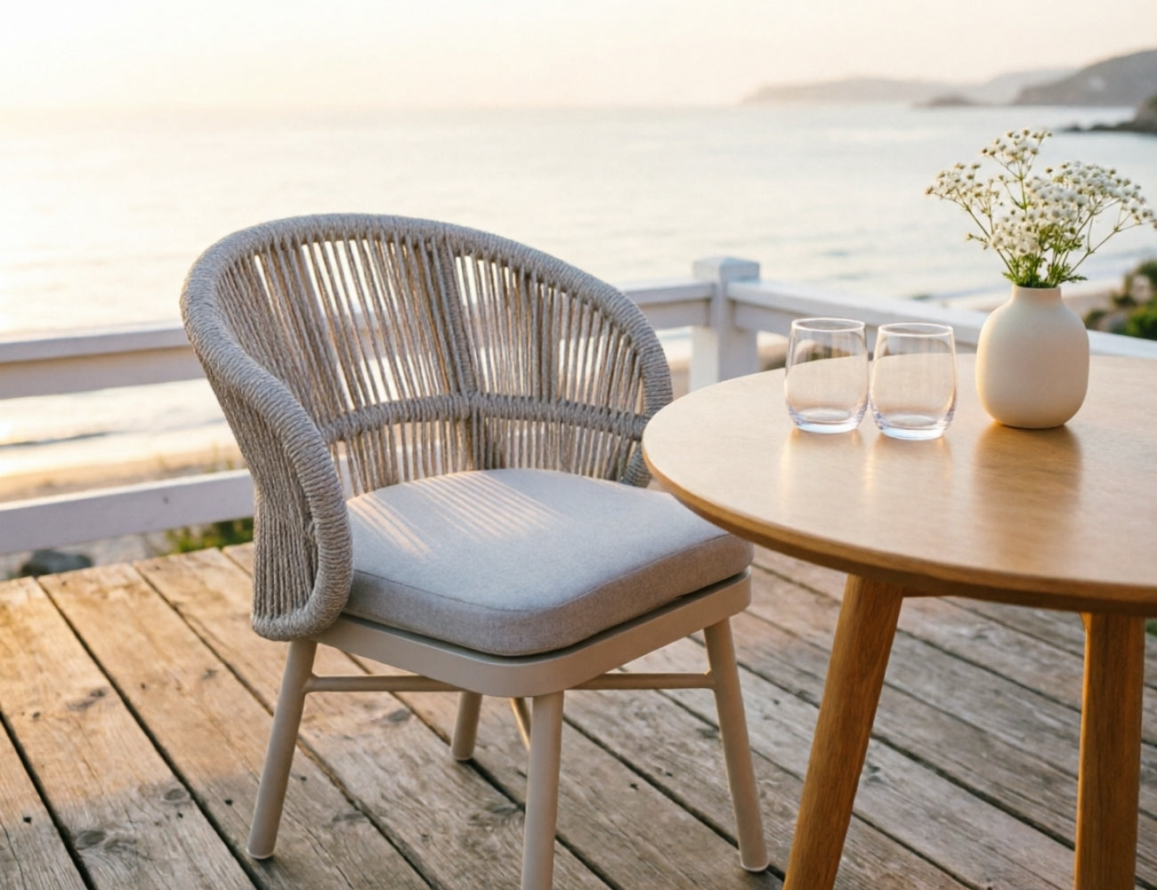 Corella Aluminium and Rope Outdoor Dining Chair