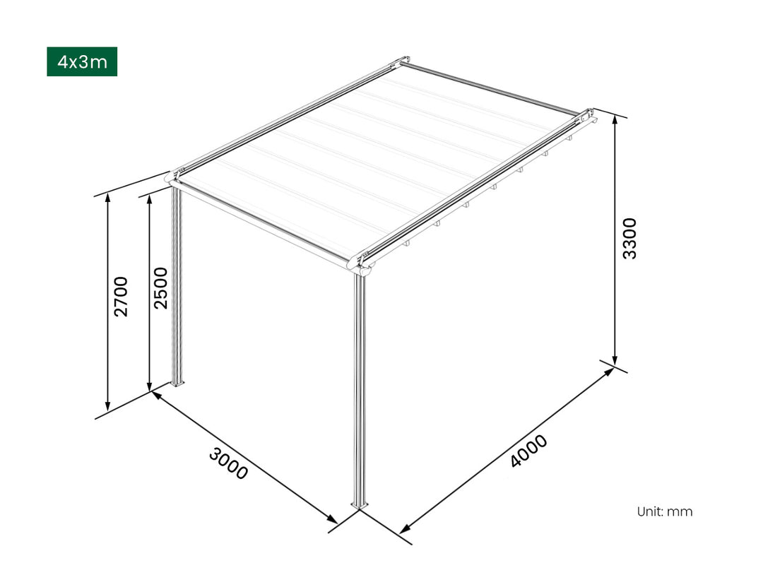 Dover Motorised Wall Mounted Pergola with Retractable Canopy