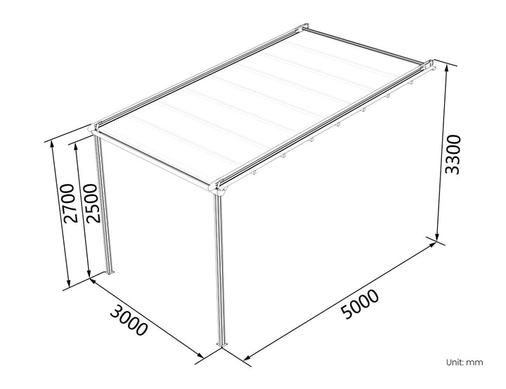 Dover Motorised PVC Pergola - Wall mounted