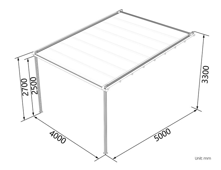 Dover Motorised PVC Pergola - Wall mounted