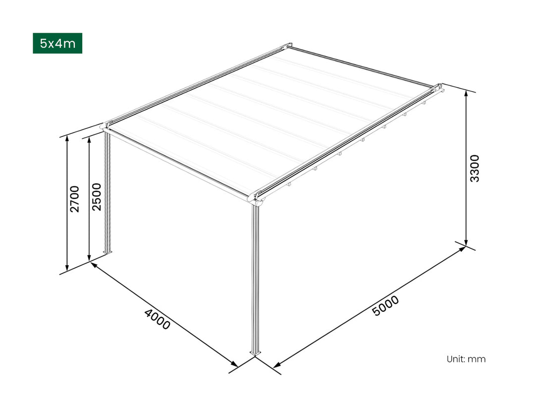 Dover Motorised Wall Mounted Pergola with Retractable Canopy